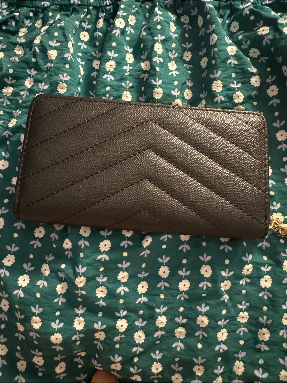Valentino Orlandi Black Quilted Zip-Around Wallet with Gold V Emblem
